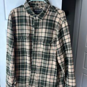 Filson Men's Green and Cream Plaid Jac-Shirt
